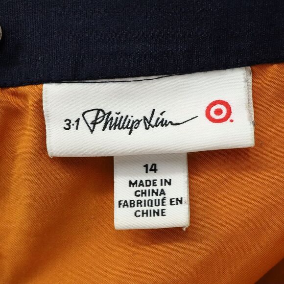 Phillip Lim 3.1 Target Skirt Womens 14 Orange Navy Blue Lined Flare Knee Length - Picture 3 of 10